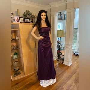 Strapless Dark Purple Evening Gown